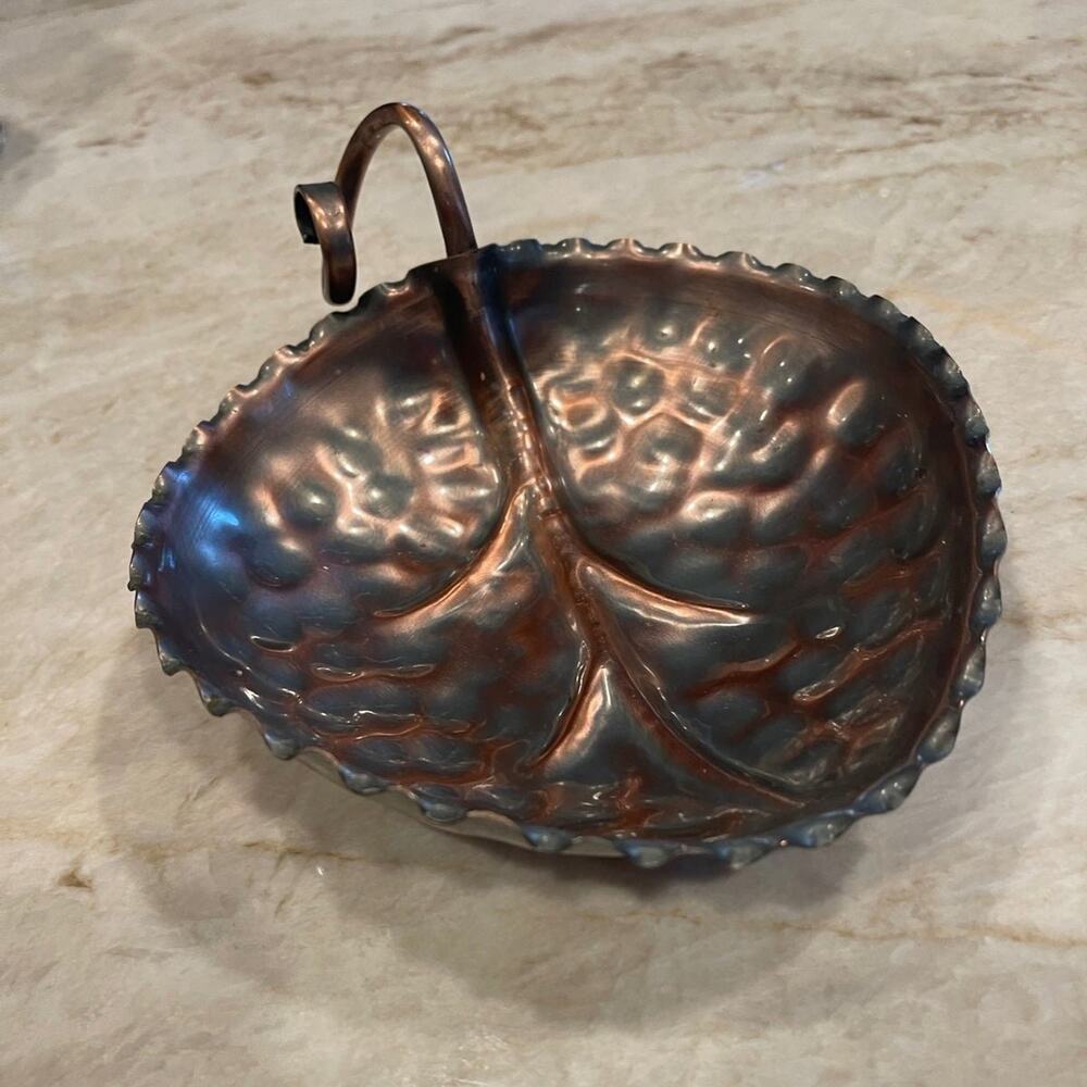 Vintage Gregorian Copper solid copper leaf shaped tr